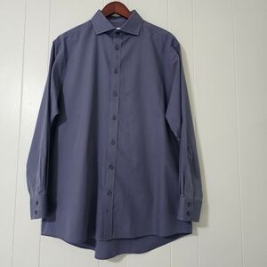 FLAWED Charles Tyrwhitt Mens Shirt 16.5 34 Blue Stripe Non Iron Classic Fit
